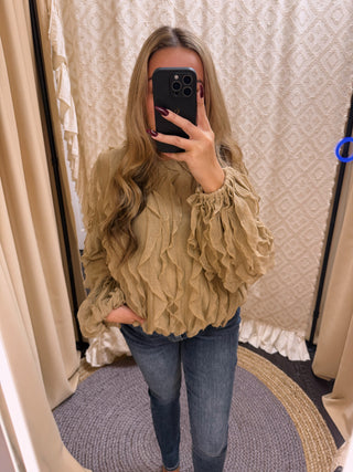 Ruffled Rhythm Blouse - Tan