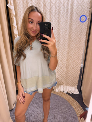 Sage Boho Henley Top