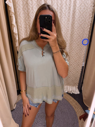 Sage Boho Henley Top