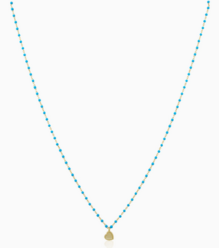 Aqua Mini Heart Beaded Necklace