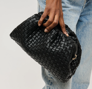 Black Woven Frame Clutch