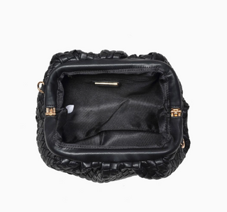 Black Woven Frame Clutch