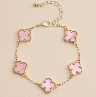Clover Charm Bracelet - Pink