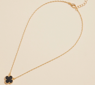 Clover Charm Necklace - Black