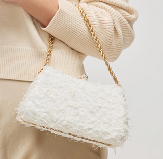 Sabrina Feather Bag - White
