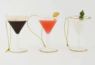 3pc Martini Boxed Glass Ornament