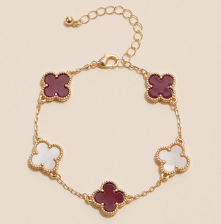 Clover Charm Bracelet - Red/White