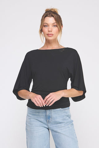 Cinched Essential Top: Black