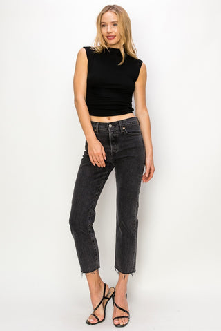 Black Fitted Crop Tank