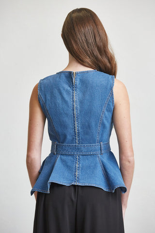 Sculpt Denim Peplum Top