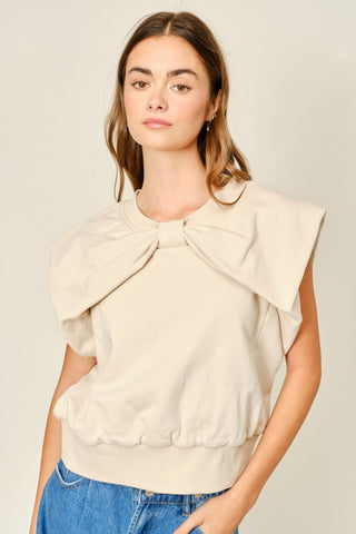 Cream Ribbon Detail Sweatshirt