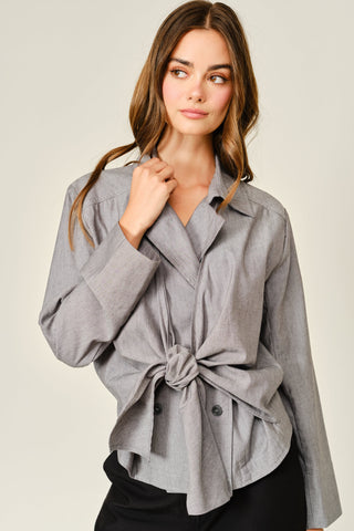 Grey Chic Knot Blazer Top
