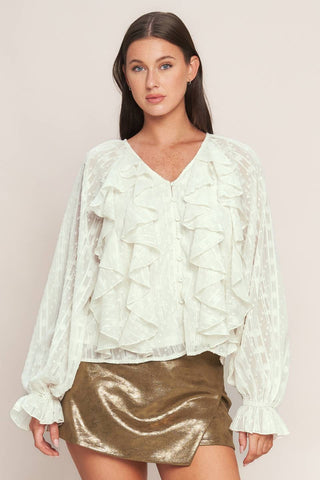 Cream Textured Woven Blouse