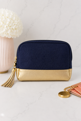 Navy Cosmetic Clutch
