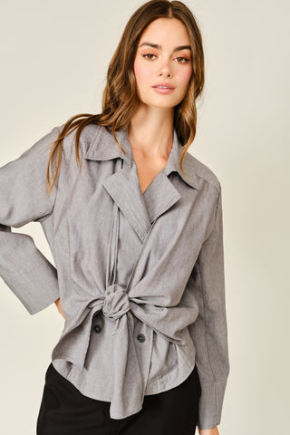 Grey Chic Knot Blazer Top