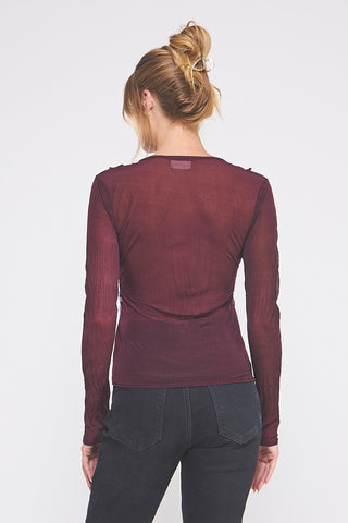 Plum Silky Sheer Top