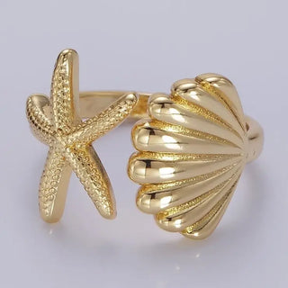 #0025 Gold Ocean Starfish Ring