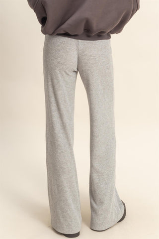 Cozy Knit Flare Pant - Grey