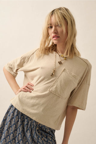 Oatmeal Mineral Wash Knit Tee
