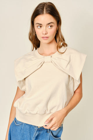 Cream Ribbon Detail Sweatshirt
