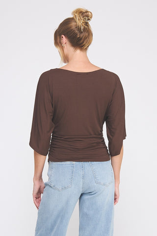 Cinched Essential Top: Brown