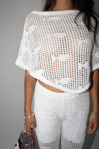 Coastal White Knitted Fish Poncho