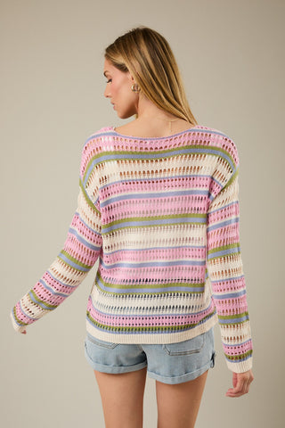 Sunset Multi-Stripe Knit Sweater