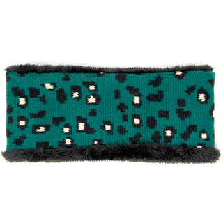 Leopard-printed Headband with Fur Lining