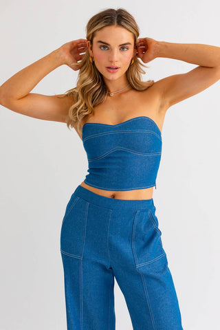 Denim Stitched Tube Top