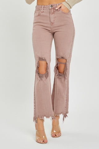Mauve High Waisted Distressed Straight Jean.jpg