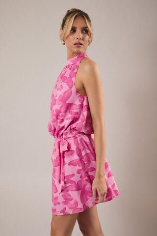 Fuchsia Butterfly Halter Dress